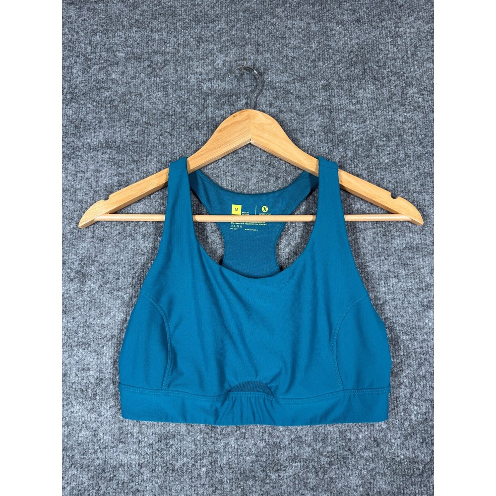 Xersion Athletic Sports Bra Womens M Teal Blue Racerback Design Cutout Details